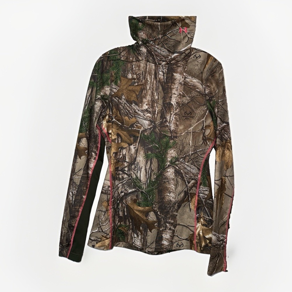 Under Armour Womens M Realtree Camo Scent Control Cold Gear Fitted Pink